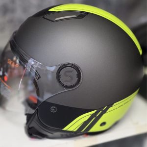 Casco moto nero giallo fluo