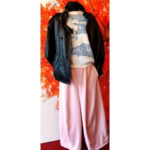 Pantalone cotone + Gilet lana viscosa + Giacca in ecopelle