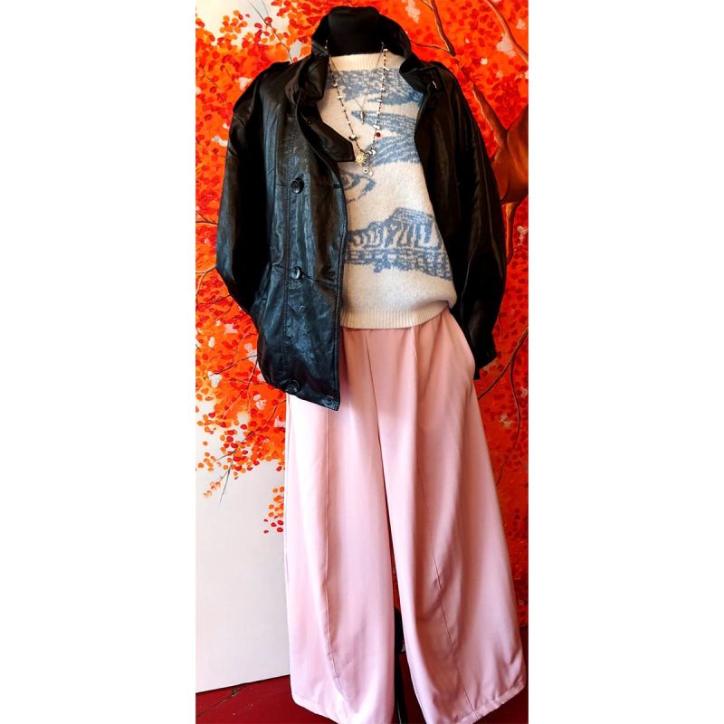 Pantalone cotone + Gilet lana viscosa + Giacca in ecopelle